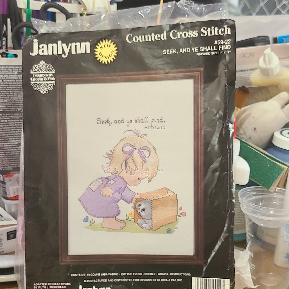 Janlynn Counted Cross Stitch Kit - "Seek, And Ye Shall Find" 9 X 12